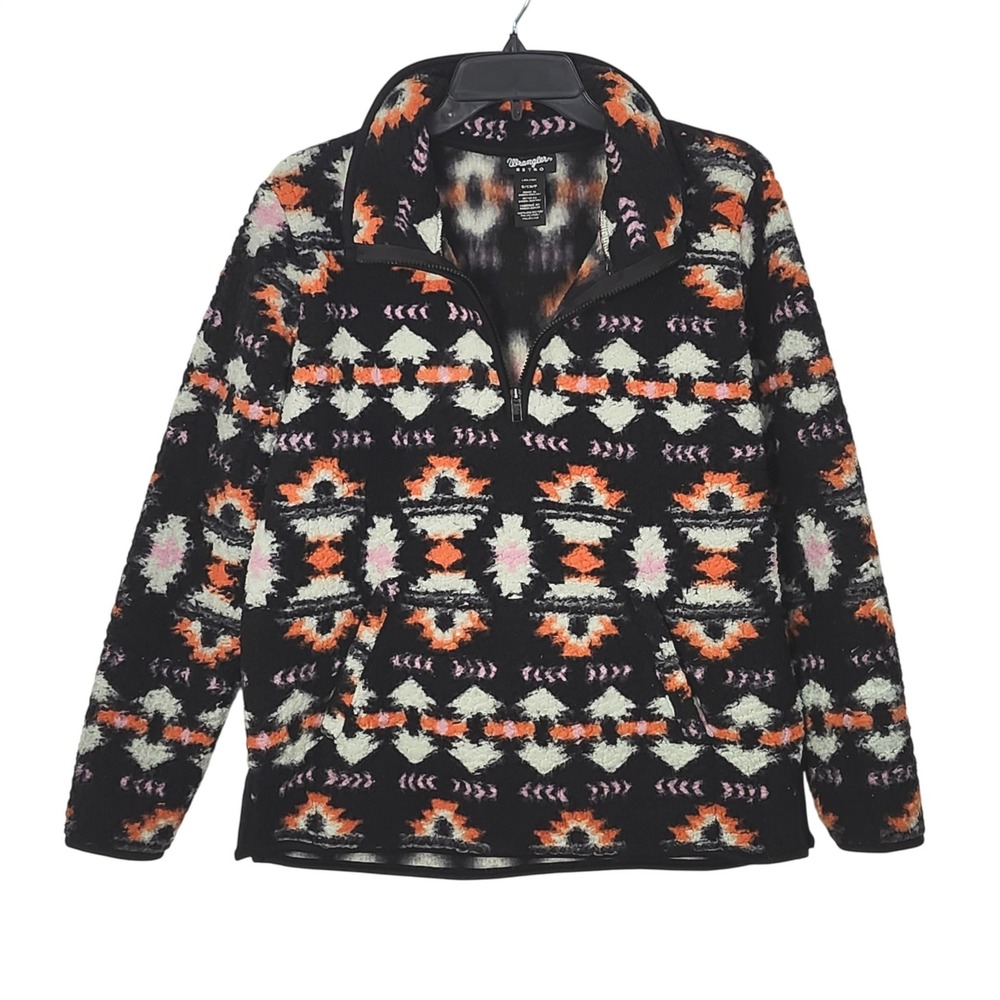 Wrangler Retro Southwestern Aztec Print 1/4 Zip Sherpa Pullover Women Small